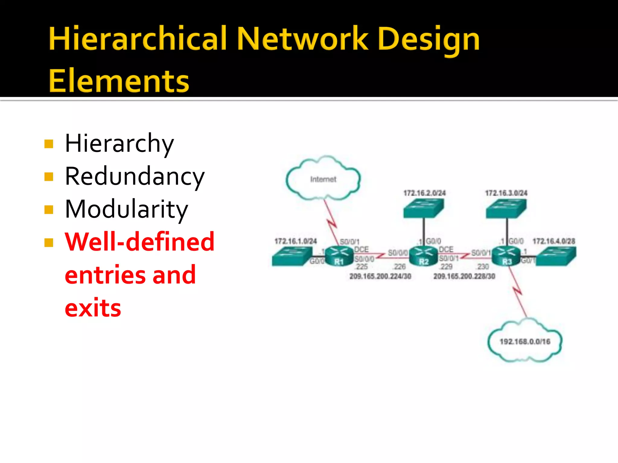  Hierarchy
 Redundancy
 Modularity
 Well-defined
entries and
exits
 