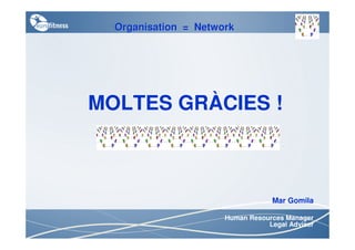 Organisation = Network




MOLTES GRÀCIES !



                                  Mar Gomila

                      Human Resources Manager
                                 Legal Adviser
 