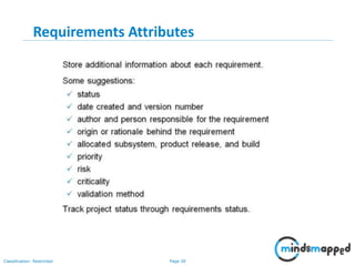 Page 30Classification: Restricted
Requirements Attributes
 