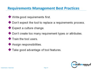 Page 37Classification: Restricted
Requirements Management Best Practices
 