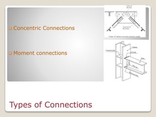 Types of Connections
 Concentric Connections
 Moment connections
 