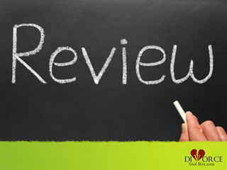 5. Other Considerations
for Parenting
•   Alternative Way to Minimize Christmas Expense
•   Include Summer School Provision in Your Plan
•   Summer Participation in Youth Events
•   Written Notice of Vacation Plans and Itinerary
 