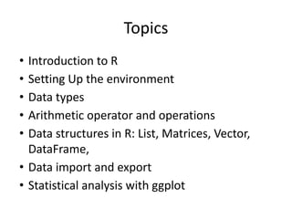 Comprehensive Introduction to R Programming and Data Structures | PDF
