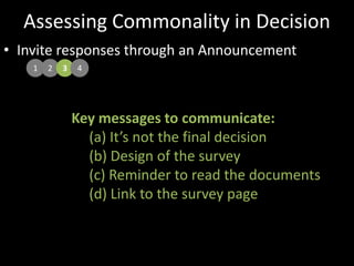 Assessing Commonality in DecisionInvite responses through an Announcement1234Key messages to communicate: It’s not the final decision Design of the survey Reminder to read the documents Link to the survey page