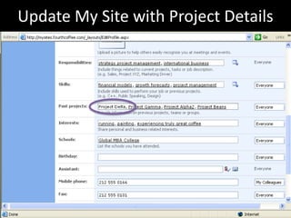 Update My Site with Project Details