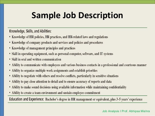 job analysis and job description
