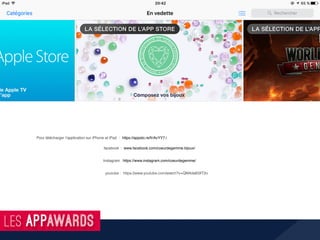 Pour télécharger l’application sur iPhone et iPad : https://appsto.re/fr/AvYY7.i
www.facebook.com/coeurdegemme.bijoux/facebook :
Instagram : https://www.instagram.com/coeurdegemme/
youtube : https://www.youtube.com/watch?v=QM4da83XT2o
 