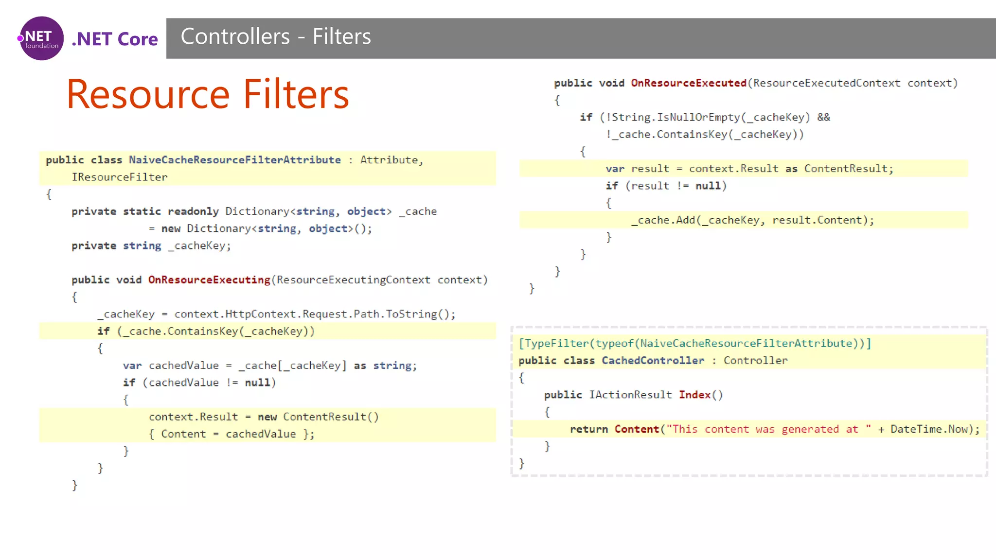 .NET Core Resource Filters Controllers - Filters 