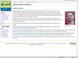 An example: enhancing the Aleph OPAC Daniel Forsman  Jönköping University, Sweden 