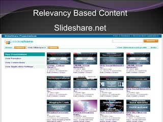 Relevancy Based Content Slideshare.net 