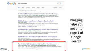 Blogging
helps you
get onto
page 1 of
Google
Search
 