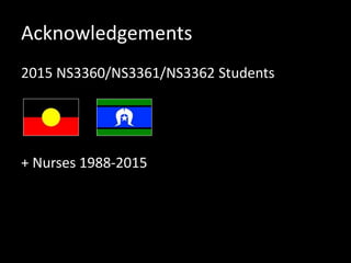 Acknowledgements
2015 NS3360/NS3361/NS3362 Students
+ Nurses 1988-2015
 