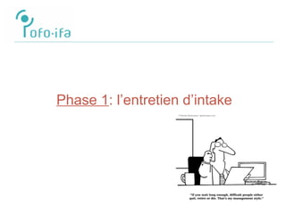 Phase 1: l’entretien d’intake
 