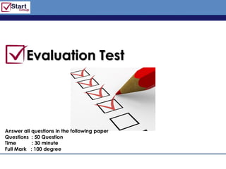 http://www.bized.co.uk




        Evaluation Test




Answer all questions in the following paper
Questions : 50 Question
Time       : 30 minute
Full Mark : 100 degree


                                                 Copyright 2006 – Biz/ed
 