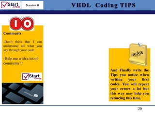 Session 8

                          http://www.bized.co.uk




Comments

-Don’t think that I can
understand all what you
say through your code.

-Help me with a lot of
comments !!
                          And Finally write the
                          Tips you notice when
                          writing    your first
                          codes. You will repeat
                          your errors a lot but
                          this way may help you
                          reducing this time.

                                           36
                              Copyright 2006 – Biz/ed
 