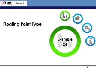 Session 5

                           http://www.bized.co.uk




Floating Point Type


                      Example
                         24




                                             14
                                Copyright 2006 – Biz/ed
 