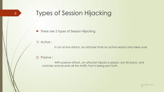 session hijacking Computer engineering Btech | PPTX