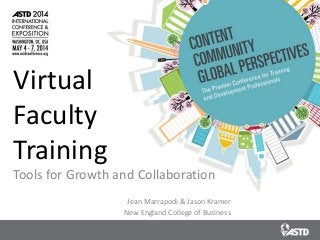 Virtual
Faculty
Training
Tools for Growth and Collaboration
Jean Marrapodi & Jason Kramer
New England College of Business
 