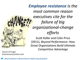 @LynneMaher1 @helenbevan #qfm5 #quality2016
Employee resistance is the
most common reason
executives cite for the
failure ...