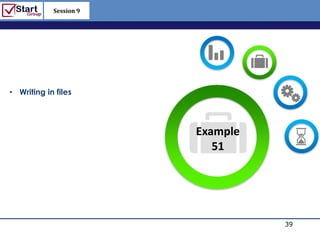 Session 9

                             http://www.bized.co.uk




• Writing in files




                        Example
                           51




                                               39
                                  Copyright 2006 – Biz/ed
 