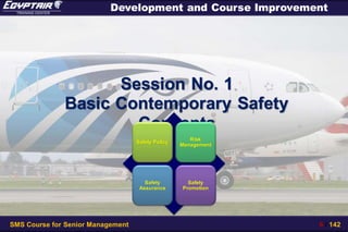 SMS Course for Senior Management 6 / 142
Development and Course Improvement
Session No. 1
Basic Contemporary Safety
Concepts
Safety Policy
Risk
Management
Safety
Assurance
Safety
Promotion
 