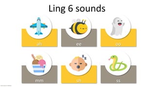 ah
sh
oo
ss
ee
mm
Ling 6 sounds
Icon source: Flaticon
 