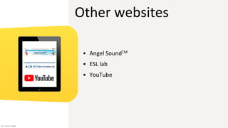 Other websites
• Angel SoundTM
• ESL lab
• YouTube
Icon source: Google
 
