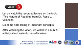 National Reading Program Inset Topic Session Presentation - The Nature of Reading.pptx