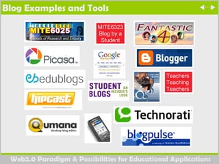 Blog Examples and Tools Teachers Teaching Teachers MITE6323 Blog by a Student 
