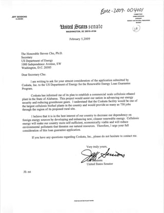 Senator Jeff Sessions clean energy request