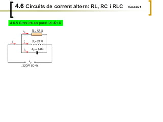 4.6 Circuits de corrent altern: RL, RC i RLC Sessió 1
4.6.5 Circuits en paral·lel RLC
 
