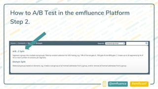 #emflconf@emfluence
How to A/B Test in the emfluence Platform
Step 2.
 