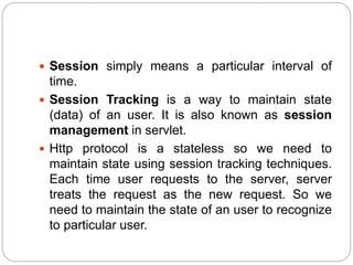 Session tracking in servlets | PPTX