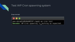 Test WP Cron spawning system
$ wp cron test
 