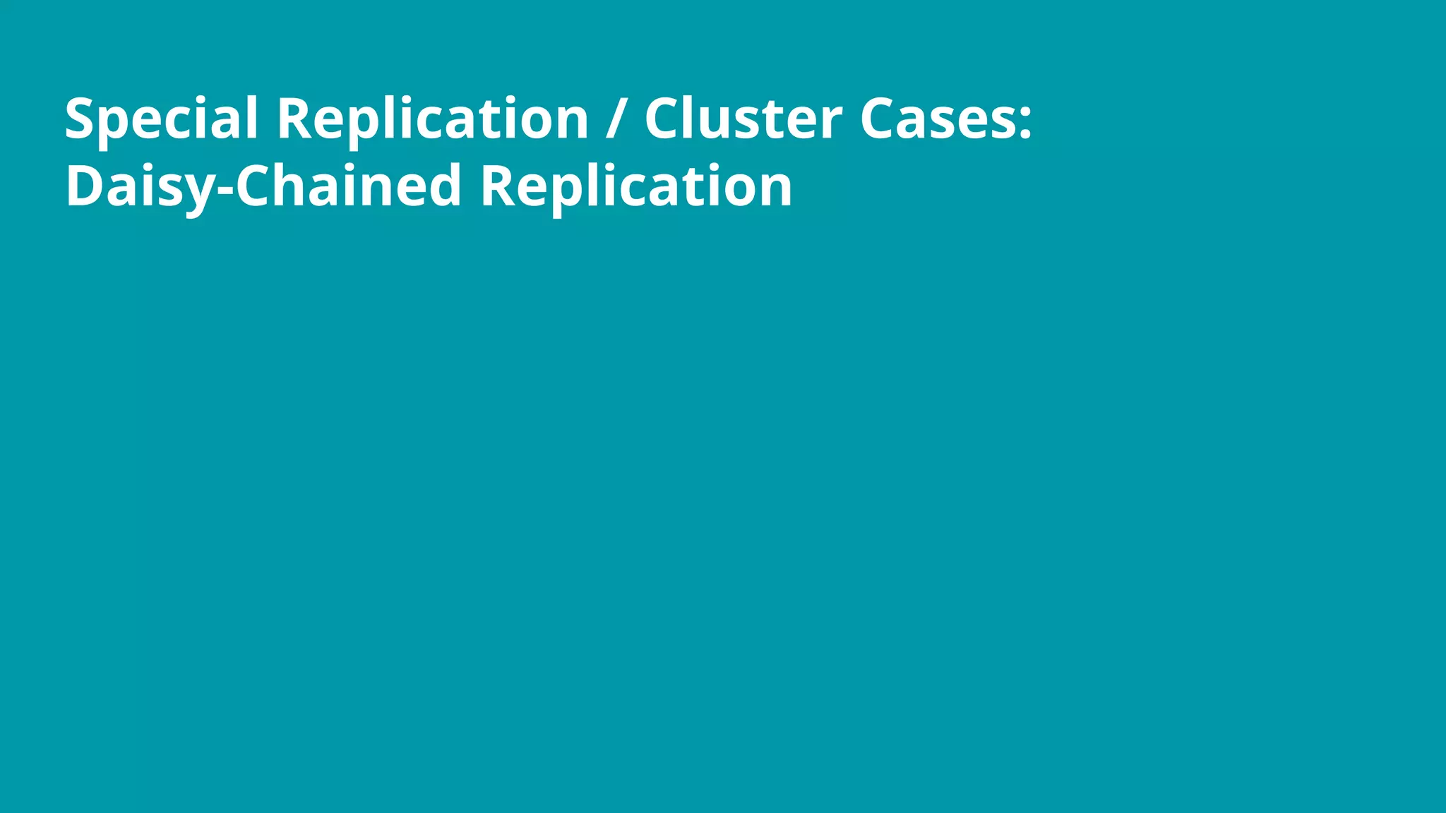 Special Replication / Cluster Cases:
Daisy-Chained Replication
 