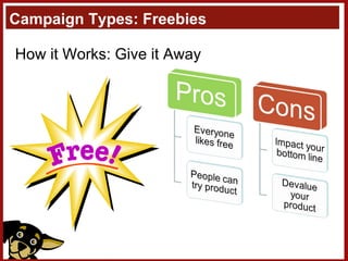 Campaign Types: Freebies How it Works: Give it Away 