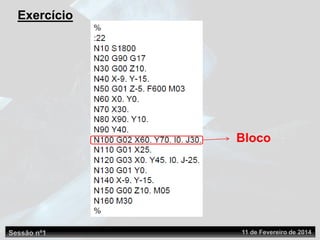 Bloco
Exercício
Sessão nº1 11 de Fevereiro de 2014
 