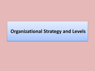 Organizational Strategy and Levels
 