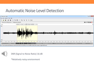 Automatic Noise Level Detection

SNR (Signal to Noise Ratio) 16 dB
*Relatively noisy environment

 