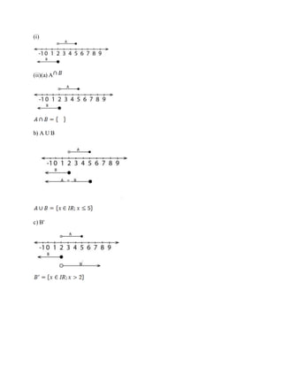 (i)
(ii)(a) A
b) A U B
c) B′
 