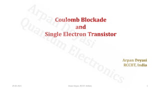 Coulomb Blockade
and
Single Electron Transistor
29-05-2021 Arpan Deyasi, RCCIIT, Kolkata 1
Arpan Deyasi
RCCIIT, India
 