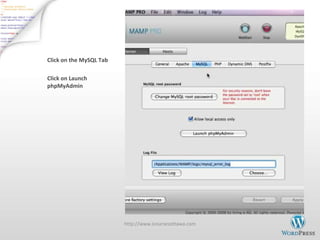 Click on the MySQL Tab Click on Launch phpMyAdmin http://www.icoursesottawa.com 
