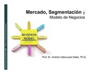 Mercado, Segmentación y
Modelo de Negocios
AndrésValenzuelaKeller,MBA-DoctorenDireccióndeEmpresas
Prof. Sr. Andrés Valenzuela Keller, Ph.D.
 