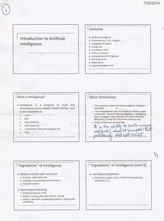 Artificial Intelligence Notes- Set1