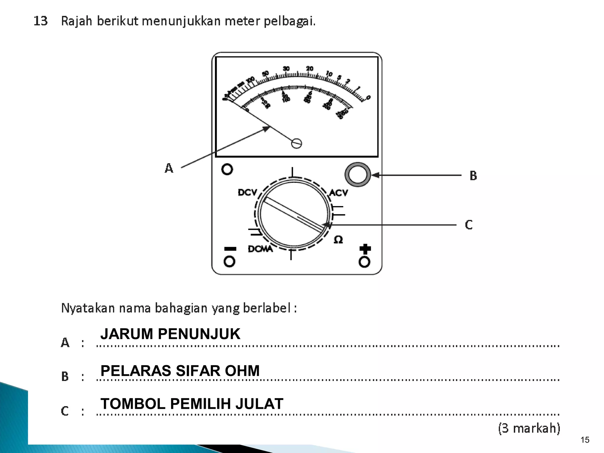 mdzaini
http://khbspanchor.blogspot.com/ 15
JARUM PENUNJUK
PELARAS SIFAR OHM
TOMBOL PEMILIH JULAT
 
