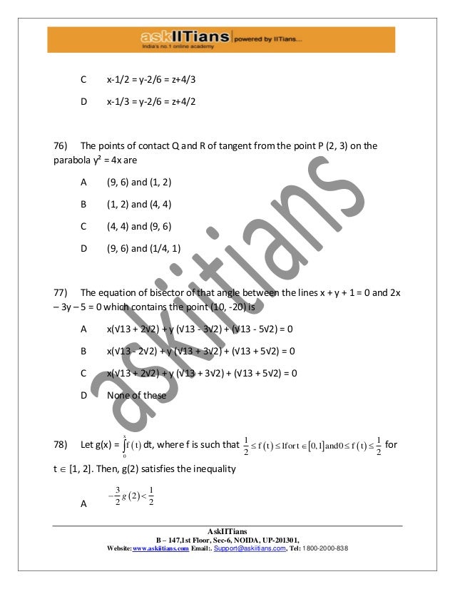 Iit Jee Main Sample Paper Set2 Questions
