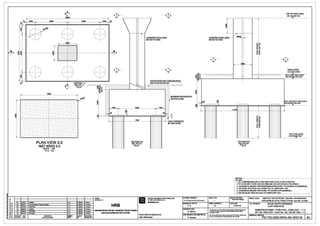 ~,,;
~ I!!
" ~;;
ut
Iw .!:
F %
!I $i
!;l 8
~ uii: B
3"
2A
10
1200 4250 4250
/ ....
/-r~
J?7!1)I
' /
...... ___,.,.,.
Lf__j_ I
 I
' /....... __. __,...,
If)
..._
-1-/ ....
/ 'I 
t--1-----t I
' /
...... ___ _ _,,,..,.
 LI ... L+ L' ".._,
'<-• • . <:,_·;. ·~•. ' '<:,
...._. 4. ·.• •
..~· ' Y. .. " ... ' d :,:
·,.. ~., -..- ~
. .: ., t~~~~ '·~
"I._. .... ·-·~·
3800
PLAN VIEW 2-2
MAT BANG 2-2
SCALE: 1125
rtu;:: 1125
A
14111r11 Updatlld A. K
30KM/11 2nd •ubmll1lon oflllchnlcal daolgn A. K
D1/11r10 UPDATED A.K
SECTION 1-1
~TcAT1-1
~:1J!!lll
....,...
1200
-1-/ ....
/ 'I 
t--j-----t I
' /' _,,..
-1-/ ....
/ 'I 
t--j-----t I
' /' _,,..
75
!I! EXCAVATION AND THEN BACKFIU.
'~~ ~~ =-N-
5000 1200
BLENDED EXCAVATION
er=. TONG NGHeo
7550
>-----fl!t++++++++++++t#lt - - - - - - - - - - --tHt+....+++++++++++<----<'..!-EANCONCRETE
e~roNGNGHOO- -
HRB
SECTION A-A
~TcATA-A
ICAl..I:: 1.<1!!11
....,...
•PROJECT IMPLEMENTATION CONSULTANT
Tl1 VAN THl,IC HleN DI,/ AN
SYSTRAS.A
FILE NAA1ElTtN e,1,1/£:
PIC-T'EC-GOO-WVO-JOl101-8_3.fl.IJIM;
DESIGNED BYTHli;rK£ :
A. K
1C ~8110
18 2MIBl1D
CHECKED BYSlll.T:
G. Maur1s
Updatad A . K
1--=---i;;;=-"--+-"u"'PD,t;=TED;....__ _ _ _ _ _ _ _ _ _ _ _"-,."".K"----==-.;.;..;;;=----1 HANOI METROPOLITAN RAIL TRANSPORT PROJECT BOARD
1A 31m1110
REVISION DATE
SLrAOOI Nal.Y
F1ro1 -. " ·K BAN 011AN allONG sA.TaO THI HANQI
DESCRIPTION
NQI DUNGsLrAfJOI
IHIHl!BI'
HIM!
CllllClllBI'
IOI.!
PROJECTDIRECTOR IGIAMaocDI/AN: CHIEF DESIGNERICll) NHleMTH1£r Ke:
Alain B~cheraau P. Amaud
TOP OF PIER LEVEL
CAO £>0 £l1NH TRU
~[ r-'V-~,...,j I.,,-! ~---'.--,-~---·-- ___.....________
I I
I I
I I
/ : :
CONSTRUCTION JOINT /
12125
~r-MOI NOi THI CONG I
SCALEITYI.Ii:
FORMATKHO BAN VE:
A1
11100
I
I
I
I
I
I!
2~0
PILE CAP BOTTOM LEVEL
CAO £>0 ElAY MO COC.....______ __
I
PILE TOE LEVEL
CAO £>0 MOI CQC
~~~~~---- ~ ---
SECTION B-B
M~TcA.T B-B
EAU:: 1Aill
rt it.:1•
NOTES:-~~~~~~~~~~~~~~~~~~~~~~~~
GHI CHL.f:
1. ALL DIMENSIONS ARE IN MILLIMETERS-LEVELS ARE IN METER
1.TAT cA cAc KICH THIJOc £ll1Q'C £lO BANG MM -cAc CAO ElO£ll1Q'C T1NH BANG M
2. CONCRETE GRADE FOR PIER/PIERCAPIPILECAP: F'C=35 MPA (CYLINDRICAL)
2. cAP £>0 B£ TONG DONG CHO TRUIMOTRU: PC= 35MPA (H]NH TRU)
3. CONCRETE GRADE FOR PILES: F'C=30 MPA (CYLINDRICAL)
3. cA.P ElO cOA er=.TONG CHO COC: PC= 30MPA HlNH TRU
STAlUS TfNH~G :
Teclmical Design
DAlEINGAY:
31/01/10
PROJECT OVAN: HANOI PILOTLIGHT METRO LINE SediDn Nhon•HantiRailway S1atial
TIJY£N el/ONG sAr ElOllilTHIfll~M 1l'HANQI Elatn N~n - Ga Hi NOi
Tm.ETtNB,l,IVE: NHUE RIVER CROSSING
VU'QT SONG NHUI;:
Thil <Rwi'ID mUll:notbe eithlrlOlrled,<q>ied«otl'lll'Wile NP'Odiacl
ln wtdeah P11rtorul8dfor•nr prupmewllhoul:.. prlor'Mltsl
parmlllllonot HRB.
SUBSTRUCTURES - P152-P153 - CONC OUT - 1 I 2
Ki:T cAu TANG DOOi - P152-P153 - Ki:T cAu Bl: TONG - 1 / 2
......My_..,.,._.......ng ..... ..,.. .... _rn(llpMnt.y
....~ ...- .........~t~'"""'""'""""·
DRAl'l1NGNO.IBANVESO:
PIC-TEC-GDO-WVO-J04-18101-B 3A
 