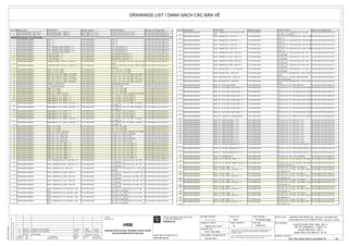 No / STT Drawing Title 1 Drawing Title 2 Tiêu 1 c a b n v Tiêu 2 c a b n v Reference No / S tham chi u
1 ELEVATED SECTION - LINE - SET 3 LIST OF DRAWINGS - SHEET 1/2 O N TRÊN CAO - T P 3 DANH SÁCH CÁC B N V - T 1/2 PIC-TEC-GNS-WOO-L00-92007-B-3A
2 ELEVATED SECTION - LINE - SET 3 LIST OF DRAWINGS - SHEET 2/2 O N TRÊN CAO - T P 3 DANH SÁCH CÁC B N V - T 2/2 PIC-TEC-GNS-WOO-L00-92008-B-3A
NHUERIVER CROSSING/ VƯ T SÔNGNHU
3 NHUE RIVER CROSSING GAD - 1 / 3 VƯ T SÔNGNHU GAD - 1/3 PIC-TEC-GAD-WVO-J04-18001-B-2A
4 NHUE RIVER CROSSING GAD - 2 / 3 VƯ T SÔNGNHU GAD - 2/3 PIC-TEC-GAD-WVO-J04-18002-B-2A
5 NHUE RIVER CROSSING GAD - 3 / 3 VƯ T SÔNGNHU GAD - 3/3 PIC-TEC-GAD-WVO-J04-18003-B-2A
6 NHUE RIVER CROSSING GAD - SEGMENT ARRANGEMENT - 1 / 3 VƯ T SÔNGNHU GAD - B TRÍ O N 1/3 PIC-TEC-GAD-WVO-J04-18007-B-2A
7 NHUE RIVER CROSSING GAD - SEGMENT ARRANGEMENT - 2 / 3 VƯ T SÔNGNHU GAD - B TRÍ O N 2/3 PIC-TEC-GAD-WVO-J04-18008-B-2A
8 NHUE RIVER CROSSING GAD - SEGMENT ARRANGEMENT - 3 / 3 VƯ T SÔNGNHU GAD - B TRÍ O N 3/3 PIC-TEC-GAD-WVO-J04-18009-B-2A
9 NHUE RIVER CROSSING CONST METHOD - 1 / 3 VƯ T SÔNGNHU PHƯƠNGPHÁP THI CÔNG- 1/3 PIC-TEC-GCM-WVO-J04-18011-B-3A
10 NHUE RIVER CROSSING CONST METHOD - 2 / 3 VƯ T SÔNGNHU PHƯƠNGPHÁP THI CÔNG- 2/3 PIC-TEC-GCM-WVO-J04-18012-B-3A
11 NHUE RIVER CROSSING CONST METHOD - 3 / 3 VƯ T SÔNGNHU PHƯƠNGPHÁP THI CÔNG- 3/3 PIC-TEC-GCM-WVO-J04-18013-B-3A
12
NHUE RIVER CROSSING SUBSTRUCTURES - P151-P154 - CONC OUT VƯ T SÔNGNHU K T C U T NGDƯ I - P151-P154 - K T C U BÊ
TÔNG
PIC-TEC-GDO-WVO-J04-18100-B-3A
13
NHUE RIVER CROSSING SUBSTRUCTURES - P152-P153 - CONC OUT - 1 / 2 VƯ T SÔNGNHU K T C U T NGDƯ I - P152-P153 - K T C U BÊ
TÔNG- 1/2
PIC-TEC-GDO-WVO-J04-18101-B-3A
14 NHUE RIVER CROSSING PILES - P151-P154 - REINF VƯ T SÔNGNHU C C - P151 - P154 - C T THÉP PIC-TEC-GRR-WVO-J04-18110-B-3A
15 NHUE RIVER CROSSING PILES - P152-P153 - REINF VƯ T SÔNGNHU C C - P152 - P153 - C T THÉP PIC-TEC-GRR-WVO-J04-18113-B-3A
16 NHUE RIVER CROSSING PILE CAPS - P151-P154 - REINF - PLAN VIEW VƯ T SÔNGNHU MŨ C C - P151 - P154 - C T THÉP - M T B NG PIC-TEC-GRR-WVO-J04-18130-B-3A
17 NHUE RIVER CROSSING PILE CAPS - P151-P154 - REINF - SECTIONS VƯ T SÔNGNHU MŨ C C - P151 - P154 - C T THÉP - M T C T PIC-TEC-GRR-WVO-J04-18131-B-3A
18 NHUE RIVER CROSSING PILE CAPS - P152-P153 - REINF - PLAN VIEW VƯ T SÔNGNHU MŨ C C - P152 - P153 - C T THÉP - M T B NG PIC-TEC-GRR-WVO-J04-18140-B-3A
19 NHUE RIVER CROSSING PILE CAPS - P152-P153 - REINF - SECTIONS VƯ T SÔNGNHU MŨ C C - P152 - P153 - C T THÉP - M T C T PIC-TEC-GRR-WVO-J04-18141-B-3A
20 NHUE RIVER CROSSING VERTICAL SETTINGOUT VƯ T SÔNGNHU B TRÍ TRÊN M T NG PIC-TEC-GAD-WVO-J04-18151-B-2A
21 NHUE RIVER CROSSING ELASTOMERIC BEARING VƯ T SÔNGNHU G I C U CAO SU PIC-TEC-GAD-WVO-J04-18152-B-2A
22 NHUE RIVER CROSSING PIERS - P151 - REINF VƯ T SÔNGNHU TR - P151 - C T THÉP PIC-TEC-GRR-WVO-J04-18210-B-3A
23 NHUE RIVER CROSSING PIERS - P151 - REINF VƯ T SÔNGNHU TR - P151 - C T THÉP PIC-TEC-GRR-WVO-J04-18211-B-3A
24 NHUE RIVER CROSSING PIERS - P151 - REINF - BAR LIST VƯ T SÔNGNHU TR - P151 - C T THÉP - DANH M C C T THÉP PIC-TEC-GRR-WVO-J04-18212-B-3A
25 NHUE RIVER CROSSING PIERS-PIERCAP - P152 - REINF - 1 / 3 VƯ T SÔNGNHU TR - MŨ TR - P152-C T THÉP-1/3 PIC-TEC-GRR-WVO-J04-18220-B-3A
26 NHUE RIVER CROSSING PIERS-PIERCAP - P152 - REINF - 2 / 3 VƯ T SÔNGNHU TR - MŨ TR - P152-C T THÉP-2/3 PIC-TEC-GRR-WVO-J04-18221-B-3A
27 NHUE RIVER CROSSING PIERS-PIERCAP - P152 - REINF - 3 / 3 VƯ T SÔNGNHU TR - MŨ TR - P152-C T THÉP-3/3 PIC-TEC-GRR-WVO-J04-18222-B-3A
28
NHUE RIVER CROSSING PIERS-PIERCAP - P152 - REINF - BAR LIST - 1 / 2 VƯ T SÔNGNHU TR - MŨ TR - P152 - C T THÉP - DANH M C
C T THÉP - 1/2
PIC-TEC-GRR-WVO-J04-18223-B-2A
29
NHUE RIVER CROSSING PIERS-PIERCAP - P152 - REINF - BAR LIST - 2 / 2 VƯ T SÔNGNHU TR - MŨ TR - P152 - C T THÉP - DANH M C
C T THÉP - 2/2
PIC-TEC-GRR-WVO-J04-18224-B-2A
30 NHUE RIVER CROSSING PIERS-PIERCAP - P153 - REINF - 1 / 3 VƯ T SÔNGNHU TR - MŨ TR - P153-C T THÉP-1/3 PIC-TEC-GRR-WVO-J04-18230-B-3A
31 NHUE RIVER CROSSING PIERS-PIERCAP - P153 - REINF - 2 / 3 VƯ T SÔNGNHU TR - MŨ TR - P153-C T THÉP-2/3 PIC-TEC-GRR-WVO-J04-18231-B-3A
32 NHUE RIVER CROSSING PIERS-PIERCAP - P153 - REINF - 3 / 3 VƯ T SÔNGNHU TR - MŨ TR - P153-C T THÉP-3/3 PIC-TEC-GRR-WVO-J04-18232-B-3A
33
NHUE RIVER CROSSING PIERS-PIERCAP - P153 - REINF - BAR LIST - 1 / 2 VƯ T SÔNGNHU TR - MŨ TR - P153 - C T THÉP - DANH M C
C T THÉP - 1/2
PIC-TEC-GRR-WVO-J04-18233-B-2A
34
NHUE RIVER CROSSING PIERS-PIERCAP - P153 - REINF - BAR LIST - 2 / 2 VƯ T SÔNGNHU TR - MŨ TR - P153 - C T THÉP - DANH M C
C T THÉP - 2/2
PIC-TEC-GRR-WVO-J04-18234-B-2A
35 NHUE RIVER CROSSING PIERS - P154 - REINF VƯ T SÔNGNHU TR - P154 - C T THÉP PIC-TEC-GRR-WVO-J04-18240-B-3A
36 NHUE RIVER CROSSING PIERS - P154 - REINF VƯ T SÔNGNHU TR - P154 - C T THÉP PIC-TEC-GRR-WVO-J04-18241-B-3A
37 NHUE RIVER CROSSING PIERS - P154 - REINF - BAR LIST VƯ T SÔNGNHU TR - P154 - C T THÉP - DANH M C C T THÉP PIC-TEC-GRR-WVO-J04-18242-B-3A
38 NHUE RIVER CROSSING PIER CAPS - P151 - CONC OUT VƯ T SÔNGNHU MŨ TR - P151 - K T C U BÊ TÔNG PIC-TEC-GDO-WVO-J04-18250-B-2A
39 NHUE RIVER CROSSING PIER CAPS - P151 - DRAINAGE VƯ T SÔNGNHU MŨ TR - P151 - THOÁT NƯ C PIC-TEC-GAD-WVO-J04-18251-B-2A
40 NHUE RIVER CROSSING PIER CAPS - P154 - CONC OUT VƯ T SÔNGNHU MŨ TR - P154 - K T C U BÊ TÔNG PIC-TEC-GDO-WVO-J04-18252-B-2A
41 NHUE RIVER CROSSING PIER CAPS - P154 - DRAINAGE VƯ T SÔNGNHU MŨ TR - P154 - THOÁT NƯ C PIC-TEC-GAD-WVO-J04-18253-B-2A
42 NHUE RIVER CROSSING PIER CAPS - P151-P154 - REINF - 1 / 7 VƯ T SÔNGNHU MŨ TRU - P151 - P154 - C T THÉP - 1/7 PIC-TEC-GRR-WVO-J04-18260-B-3A
43 NHUE RIVER CROSSING PIER CAPS - P151-P154 - REINF - 2 / 7 VƯ T SÔNGNHU MŨ TRU - P151 - P154 - C T THÉP - 2/7 PIC-TEC-GRR-WVO-J04-18261-B-3A
44 NHUE RIVER CROSSING PIER CAPS - P151-P154 - REINF - 3 / 7 VƯ T SÔNGNHU MŨ TRU - P151 - P154 - C T THÉP - 3/7 PIC-TEC-GRR-WVO-J04-18262-B-3A
45 NHUE RIVER CROSSING PIER CAPS - P151-P154 - REINF - 4 / 7 VƯ T SÔNGNHU MŨ TRU - P151 - P154 - C T THÉP - 4/7 PIC-TEC-GRR-WVO-J04-18263-B-3A
46 NHUE RIVER CROSSING PIER CAPS - P151-P154 - REINF - 5 / 7 VƯ T SÔNGNHU MŨ TRU - P151 - P154 - C T THÉP - 5/7 PIC-TEC-GRR-WVO-J04-18264-B-3A
47 NHUE RIVER CROSSING PIER CAPS - P151-P154 - REINF - 6 / 7 VƯ T SÔNGNHU MŨ TRU - P151 - P154 - C T THÉP - 6/7 PIC-TEC-GRR-WVO-J04-18265-B-3A
48 NHUE RIVER CROSSING PIER CAPS - P151-P154 - REINF - 7 / 7 VƯ T SÔNGNHU MŨ TRU - P151 - P154 - C T THÉP - 7/7 PIC-TEC-GRR-WVO-J04-18266-B-3A
49
NHUE RIVER CROSSING DECK - SEGMENTS ES1-ES2 - CONC OUT - 1 / 2 VƯ T SÔNGNHU B N M T C U - PHÂN O N ES1 -ES2 - K T
C U BÊ TÔNG- 1/2
PIC-TEC-GDO-WVO-J04-18300-B-2A
50
NHUE RIVER CROSSING DECK - SEGMENTS ES1-ES2 - CONC OUT - 2 / 2 VƯ T SÔNGNHU B N M T C U - PHÂN O N ES1 -ES2 - K T
C U BÊ TÔNG- 2/2
PIC-TEC-GDO-WVO-J04-18301-B-2A
51
NHUE RIVER CROSSING DECK - SEGMENTS S1-S3 - CONC OUT VƯ T SÔNGNHU B N M T C U - PHÂN O N S1 -S3 - K T C U
BÊ TÔNG
PIC-TEC-GDO-WVO-J04-18302-B-2A
52
NHUE RIVER CROSSING DECK - SEGMENTS SA9'-SB9' - CONC OUT VƯ T SÔNGNHU B N M T C U - PHÂN O N SA9'-SB9' - K T
C U BÊ TÔNG
PIC-TEC-GDO-WVO-J04-18303-B-2A
53
NHUE RIVER CROSSING DECK - SEGMENTS SA8'-SB8' - CONC OUT VƯ T SÔNGNHU B N M T C U - PHÂN O N SA8'-SB8' - K T
C U BÊ TÔNG
PIC-TEC-GDO-WVO-J04-18304-B-2A
54
NHUE RIVER CROSSING DECK - SEGMENTS SA7'-SB7' - CONC OUT VƯ T SÔNGNHU B N M T C U - PHÂN O N SA7'-SB7' - K T
C U BÊ TÔNG
PIC-TEC-GDO-WVO-J04-18305-B-2A
55
NHUE RIVER CROSSING DECK - SEGMENTS SA6'-SB6' - CONC OUT VƯ T SÔNGNHU B N M T C U - PHÂN O N SA6'-SB6' - K T
C U BÊ TÔNG
PIC-TEC-GDO-WVO-J04-18306-B-2A
56
NHUE RIVER CROSSING DECK - SEGMENTS SA5'-SA5-SB5-SB5' - CONC
OUT
VƯ T SÔNGNHU B N M T C U - PHÂN O N SA5'-SA5-SB5 -
SB5'- K T C U BÊ TÔNG
PIC-TEC-GDO-WVO-J04-18307-B-2A
57
NHUE RIVER CROSSING DECK - SEGMENTS SA4'-SA4-SB4-SB4' - CONC
OUT
VƯ T SÔNGNHU B N M T C U - PHÂN O N SA4'-SA4-SB4 -
SB4'- K T C U BÊ TÔNG
PIC-TEC-GDO-WVO-J04-18308-B-2A
58
NHUE RIVER CROSSING DECK - SEGMENTS SA3'-SA3-SB3-SB3' - CONC
OUT
VƯ T SÔNGNHU B N M T C U - PHÂN O N SA3'-SA3-SB3-
SB3' - K T C U BÊ TÔNG
PIC-TEC-GDO-WVO-J04-18309-B-2A
59
NHUE RIVER CROSSING DECK - SEGMENTS SA2'-SA2-SB2-SB2' - CONC
OUT
VƯ T SÔNGNHU B N M T C U - PHÂN O N SA2'-SA2-SB2 -
SB2'- K T C U BÊ TÔNG
PIC-TEC-GDO-WVO-J04-18310-B-2A
60
NHUE RIVER CROSSING DECK - SEGMENTS SA1'-SA1-SB1-SB1' - CONC
OUT
VƯ T SÔNGNHU B N M T C U - PHÂN O N SA1'-SA1-SB1 -
SB1'- K T C U BÊ TÔNG
PIC-TEC-GDO-WVO-J04-18311-B-2A
61
NHUE RIVER CROSSING DECK - SEGMENT PS1 - CONC OUT - 1 / 2 VƯ T SÔNGNHU B N M T C U - PHÂN O N PS1 - K T C U BÊ
TÔNG- 1/2
PIC-TEC-GDO-WVO-J04-18312-B-2A
62
NHUE RIVER CROSSING DECK - SEGMENT PS1 - CONC OUT - 2 / 2 VƯ T SÔNGNHU B N M T C U - PHÂN O N PS1 - K T C U BÊ
TÔNG- 2/2
PIC-TEC-GDO-WVO-J04-18313-B-2A
63
NHUE RIVER CROSSING DECK - SEGMENT PS2 - CONC OUT - 1 / 2 VƯ T SÔNGNHU B N M T C U - PHÂN O N PS2 - K T C U BÊ
TÔNG- 1/2
PIC-TEC-GDO-WVO-J04-18314-B-2A
64
NHUE RIVER CROSSING DECK - SEGMENT PS2 - CONC OUT - 2 / 2 VƯ T SÔNGNHU B N M T C U - PHÂN O N PS2 - K T C U BÊ
TÔNG- 2/2
PIC-TEC-GDO-WVO-J04-18315-B-2A
65
NHUE RIVER CROSSING DECK - SEGMENTS SA6-SB6 - CONC OUT VƯ T SÔNGNHU B N M T C U - PHÂN O N SA6 -SB6 - K T
C U BÊ TÔNG
PIC-TEC-GDO-WVO-J04-18316-B-2A
66
NHUE RIVER CROSSING DECK - SEGMENTS SA7-SB7 - CONC OUT VƯ T SÔNGNHU B N M T C U - PHÂN O N SA7 -SB7 - K T
C U BÊ TÔNG
PIC-TEC-GDO-WVO-J04-18317-B-2A
67
NHUE RIVER CROSSING DECK - SEGMENTS SA8-SB8 - CONC OUT VƯ T SÔNGNHU B N M T C U - PHÂN O N SA8 -SB8 - K T
C U BÊ TÔNG
PIC-TEC-GDO-WVO-J04-18318-B-2A
68
NHUE RIVER CROSSING DECK - SEGMENTS SA9-SB9 - CONC OUT VƯ T SÔNGNHU B N M T C U - PHÂN O N SA9 -SB9 - K T
C U BÊ TÔNG
PIC-TEC-GDO-WVO-J04-18319-B-2A
69
NHUE RIVER CROSSING DECK - BLISTER TYPE 1-2-3-5-6 - CONC OUT VƯ T SÔNGNHU B N M T C U - BLISTER TYPE 1-2-3-5-6 - K T
C U BÊ TÔNG
PIC-TEC-GDO-WVO-J04-18330-B-2A
70
NHUE RIVER CROSSING DECK - BLISTER TYPE 4 - CONC OUT VƯ T SÔNGNHU B N M T C U - BLISTER TYPE 4 - K T C U BÊ
TÔNG
PIC-TEC-GDO-WVO-J04-18332-B-2A
71
NHUE RIVER CROSSING DECK - DEVIATOR TYPE 1 - CONC OUT VƯ T SÔNGNHU B N M T C U - LO I B CHUY N HƯ NG1 -
K T C U BÊ TÔNG
PIC-TEC-GDO-WVO-J04-18350-B-2A
72
NHUE RIVER CROSSING DECK - BLISTER TYPE 7 - CONC OUT VƯ T SÔNGNHU B N M T C U - BLISTER TYPE 7 - K T C U BÊ
TÔNG
PIC-TEC-GDO-WVO-J04-18355-B-2A
73 NHUE RIVER CROSSING DECK - PT - READYRECKONER VƯ T SÔNGNHU B N M T C U - PT - B NGTÍNH S N PIC-TEC-GST-WVO-J04-18400-B-2A
74
NHUE RIVER CROSSING DECK - PT - PLAN VIEW & ELEVATION - 1 / 7 VƯ T SÔNGNHU B N M T C U - PT - M T B NG& M T NG
- 1/7
PIC-TEC-GST-WVO-J04-18401-B-2A
75
NHUE RIVER CROSSING DECK - PT - PLAN VIEW & ELEVATION - 2 / 7 VƯ T SÔNGNHU B N M T C U - PT - M T B NG& M T NG
- 2/7
PIC-TEC-GST-WVO-J04-18402-B-2A
76
NHUE RIVER CROSSING DECK - PT - PLAN VIEW & ELEVATION - 3 / 7 VƯ T SÔNGNHU B N M T C U - PT - M T B NG& M T NG
- 3/7
PIC-TEC-GST-WVO-J04-18403-B-2A
77
NHUE RIVER CROSSING DECK - PT - PLAN VIEW & ELEVATION - 4 / 7 VƯ T SÔNGNHU B N M T C U - PT - M T B NG& M T NG
- 4/7
PIC-TEC-GST-WVO-J04-18404-B-2A
78
NHUE RIVER CROSSING DECK - PT - PLAN VIEW & ELEVATION - 5 / 7 VƯ T SÔNGNHU B N M T C U - PT - M T B NG& M T NG
- 5/7
PIC-TEC-GST-WVO-J04-18405-B-2A
79
NHUE RIVER CROSSING DECK - PT - PLAN VIEW & ELEVATION - 6 / 7 VƯ T SÔNGNHU B N M T C U - PT - M T B NG& M T NG
- 6/7
PIC-TEC-GST-WVO-J04-18406-B-2A
80
NHUE RIVER CROSSING DECK - PT - PLAN VIEW & ELEVATION - 7 / 7 VƯ T SÔNGNHU B N M T C U - PT - M T B NG& M T NG
- 7/7
PIC-TEC-GST-WVO-J04-18407-B-2A
81
NHUE RIVER CROSSING DECK - PT - SUMMARYAND SEQUENCES VƯ T SÔNGNHU B N M T C U - PT - TÓM T T VÀ CÁC TRÌNH
T
PIC-TEC-GST-WVO-J04-18408-B-2A
82 NHUE RIVER CROSSING DECK - PT - CROSS SECTIONS - 1 / 10 VƯ T SÔNGNHU B N M T C U - PT - M T C T - 1/10 PIC-TEC-GST-WVO-J04-18410-B-2A
83 NHUE RIVER CROSSING DECK - PT - CROSS SECTIONS - 2 / 10 VƯ T SÔNGNHU B N M T C U - PT - M T C T - 2/10 PIC-TEC-GST-WVO-J04-18411-B-2A
84 NHUE RIVER CROSSING DECK - PT - CROSS SECTIONS - 3 / 10 VƯ T SÔNGNHU B N M T C U - PT - M T C T - 3/10 PIC-TEC-GST-WVO-J04-18412-B-2A
85 NHUE RIVER CROSSING DECK - PT - CROSS SECTIONS - 4 / 10 VƯ T SÔNGNHU B N M T C U - PT - M T C T - 4/10 PIC-TEC-GST-WVO-J04-18413-B-2A
86 NHUE RIVER CROSSING DECK - PT - CROSS SECTIONS - 5 / 10 VƯ T SÔNGNHU B N M T C U - PT - M T C T - 5/10 PIC-TEC-GST-WVO-J04-18414-B-2A
87 NHUE RIVER CROSSING DECK - PT - CROSS SECTIONS - 6 / 10 VƯ T SÔNGNHU B N M T C U - PT - M T C T - 6/10 PIC-TEC-GST-WVO-J04-18415-B-2A
88 NHUE RIVER CROSSING DECK - PT - CROSS SECTIONS - 7 / 10 VƯ T SÔNGNHU B N M T C U - PT - M T C T - 7/10 PIC-TEC-GST-WVO-J04-18416-B-2A
89 NHUE RIVER CROSSING DECK - PT - CROSS SECTIONS - 8 / 10 VƯ T SÔNGNHU B N M T C U - PT - M T C T - 8/10 PIC-TEC-GST-WVO-J04-18417-B-2A
90 NHUE RIVER CROSSING DECK - PT - CROSS SECTIONS - 9 / 10 VƯ T SÔNGNHU B N M T C U - PT - M T C T - 9/10 PIC-TEC-GST-WVO-J04-18418-B-2A
91 NHUE RIVER CROSSING DECK - PT - CROSS SECTIONS - 10 / 10 VƯ T SÔNGNHU B N M T C U - PT - M T C T - 10/10 PIC-TEC-GST-WVO-J04-18419-B-2A
92
NHUE RIVER CROSSING DECK - PT - FUTURE ADDITIONAL PT - 1 / 3 VƯ T SÔNGNHU B N M T C U - PT - PT B SUNGTƯƠNGLAI -
1/3
PIC-TEC-GST-WVO-J04-18450-B-2A
93
NHUE RIVER CROSSING DECK - PT - FUTURE ADDITIONAL PT - 2 / 3 VƯ T SÔNGNHU B N M T C U - PT - PT B SUNGTƯƠNGLAI -
2/3
PIC-TEC-GST-WVO-J04-18451-B-2A
94
NHUE RIVER CROSSING DECK - PT - FUTURE ADDITIONAL PT - 3 / 3 VƯ T SÔNGNHU B N M T C U - PT - PT B SUNGTƯƠNGLAI -
3/3
PIC-TEC-GST-WVO-J04-18452-B-2A
95 NHUE RIVER CROSSING DECK - PT - EMERGENCYPT VƯ T SÔNGNHU B N M T C U - DƯL - DƯL D PHÒNG PIC-TEC-GST-WVO-J04-18460-B-2A
96
NHUE RIVER CROSSING DECK - SA1-SA1'-SB1-SB1' - REINF - 1 / 2 VƯ T SÔNGNHU B N M T C U - SA1-SA1'-SB1-SB1' - C T THÉP
1/2
PIC-TEC-GRR-WVO-J04-18500-B-3A
97
NHUE RIVER CROSSING DECK - SA1-SA1'-SB1-SB1' - REINF - BAR LIST - 2 /
2
VƯ T SÔNGNHU B N M T C U - SA1-SA1'-SB1-SB1' - C T THÉP -
DANH M C THANH - 2/2
PIC-TEC-GRR-WVO-J04-18501-B-2A
98 NHUE RIVER CROSSING DECK - SA2'-SB2' - REINF - 1 / 2 VƯ T SÔNGNHU B N M T C U - SA2'-SB2' - C T THÉP 1/2 PIC-TEC-GRR-WVO-J04-18504-B-3A
99
NHUE RIVER CROSSING DECK - SA2'-SB2' - REINF - BAR LIST - 2 / 2 VƯ T SÔNGNHU B N M T C U - SA2'-SB2' - C T THÉP - DANH
M C THANH - 2/2
PIC-TEC-GRR-WVO-J04-18505-B-2A
100 NHUE RIVER CROSSING DECK - SA2-SB2 - REINF - 1 / 2 VƯ T SÔNGNHU B N M T C U - SA2-SB2 - C T THÉP 1/2 PIC-TEC-GRR-WVO-J04-18508-B-3A
101
NHUE RIVER CROSSING DECK - SA2-SB2 - REINF - BAR LIST - 2 / 2 VƯ T SÔNGNHU B N M T C U - SA2-SB2 - C T THÉP - DANH
M C THANH - 2/2
PIC-TEC-GRR-WVO-J04-18509-B-2A
102 NHUE RIVER CROSSING DECK - SA3'-SB3' - REINF - 1 / 2 VƯ T SÔNGNHU B N M T C U - SA3'-SB3' - C T THÉP 1/2 PIC-TEC-GRR-WVO-J04-18512-B-3B
103
NHUE RIVER CROSSING DECK - SA3'-SB3' - REINF - BAR LIST - 2 / 2 VƯ T SÔNGNHU B N M T C U - SA3'-SB3' - C T THÉP - DANH
M C THANH - 2/2
PIC-TEC-GRR-WVO-J04-18513-B-3A
104 NHUE RIVER CROSSING DECK - SA3-SB3 - REINF - 1 / 2 VƯ T SÔNGNHU B N M T C U - SA3-SB3 - C T THÉP 1/2 PIC-TEC-GRR-WVO-J04-18516-B-3B
105
NHUE RIVER CROSSING DECK - SA3-SB3 - REINF - BAR LIST - 2 / 2 VƯ T SÔNGNHU B N M T C U - SA3-SB3 - C T THÉP - DANH
M C THANH - 2/2
PIC-TEC-GRR-WVO-J04-18517-B-3A
106 NHUE RIVER CROSSING DECK - SA4'-SB4' - REINF - 1 / 2 VƯ T SÔNGNHU B N M T C U - SA4'-SB4' - C T THÉP 1/2 PIC-TEC-GRR-WVO-J04-18520-B-3B
107
NHUE RIVER CROSSING DECK - SA4'-SB4' - REINF - BAR LIST - 2 / 2 VƯ T SÔNGNHU B N M T C U - SA4'-SB4' - C T THÉP - DANH
M C THANH - 2/2
PIC-TEC-GRR-WVO-J04-18521-B-3A
108 NHUE RIVER CROSSING DECK - SA4-SB4 - REINF - 1 / 2 VƯ T SÔNGNHU B N M T C U - SA4-SB4 - C T THÉP 1/2 PIC-TEC-GRR-WVO-J04-18524-B-3B
109
NHUE RIVER CROSSING DECK - SA4-SB4 - REINF - BAR LIST - 2 / 2 VƯ T SÔNGNHU B N M T C U - SA4-SB4 - C T THÉP - DANH
M C THANH - 2/2
PIC-TEC-GRR-WVO-J04-18525-B-3A
No / STT Drawing Title 1 Drawing Title 2 Tiêu 1 c a b n v Tiêu 2 c a b n v Reference No / S tham chi u
 