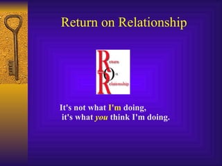 Return on Relationship It's not what  I'm  doing, it's what  you  think I'm doing. 