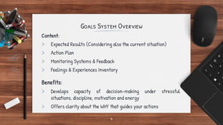 Goals System Overview
Content:
> Expected Results (Considering also the current situation)
> Action Plan
> Monitoring Syst...